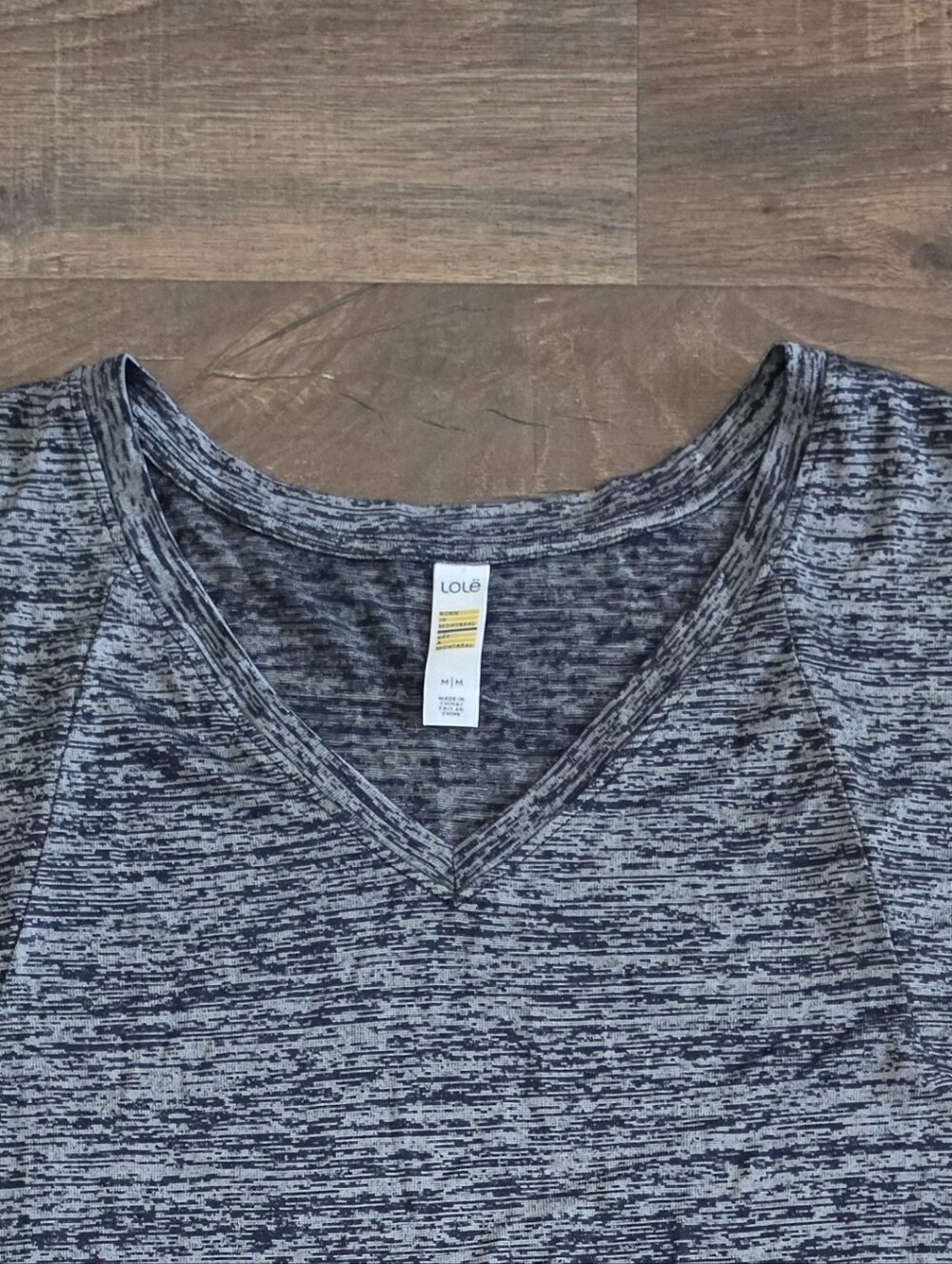 Lole Heather Charcoal V-Neck Short Sleeve Tee